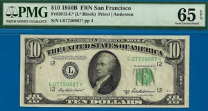 1950B $10 Federal Reserve Note PMG 65EPQ gem San Francisco star Fr 2013-L* - Picture 1 of 3
