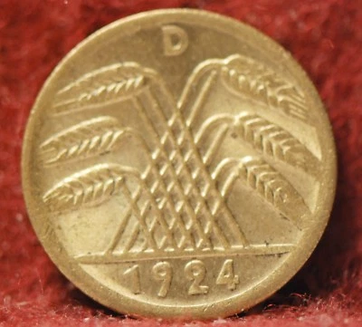 Alemania, 1924-D 5 Rentenpfennig, KM37, UNC, 5-21* Foto 1 de 2