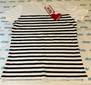 Rural Rat Youth Girls T-Shirt Love Pattern Striped Short Sleeve Size Large - Picture 1 of 9