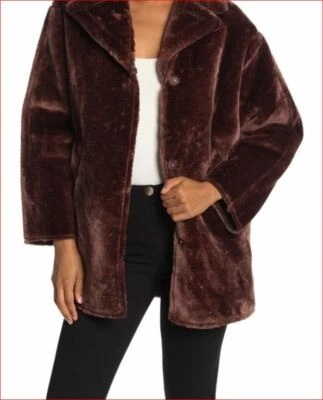 Tahari Mujer Abrigo Chaqueta Piel Sintética TH94203 312990 Castor Marrón Talla L/G $168 Foto 1 de 4