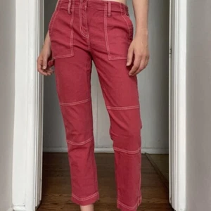 Joie Madelia Cargo Pant Cardinal Red Slim Straight Leg Cargo Painter Ankle sz 2 - Picture 1 of 6