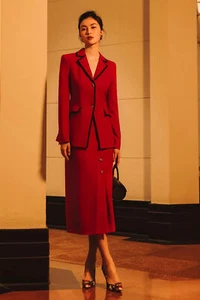 Women's Suit Wrap Buttock Skirt Notch Lapel Business Office Casual Party Outfits - Picture 1 of 11