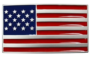 FL104 - July 4th Patriot American USA Flag Belt Buckle Enamel Fit 34mm Belt - Picture 1 of 3