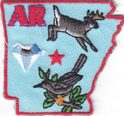  ARKANSAS STATE SHAPE Iron On Patch Embroidered - Image 1 of 2