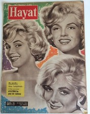 Marilyn Monroe 1961 Hayat Turkish Magazine 3 Heads Let's Make Love Rare Cover
