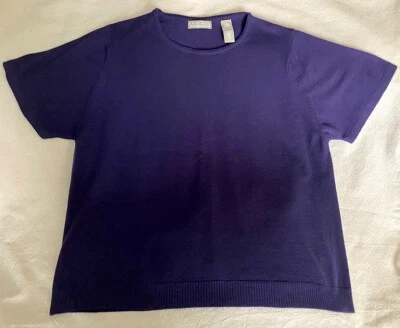 Kate Hill Women's Merino Wool Top Sweater Size 3X Dark Purple (item#38) - Image 1 of 4
