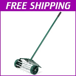 18-Inch Lawn Aerator with 41-Inch Handle - Enhance Your Lawn Health Effortlessly - Picture 1 of 11