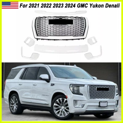 Summit White Front Bumper Hood Grille Grill For 2021-2024 GMC Yukon XL Denali US - Изображение 1 из 4