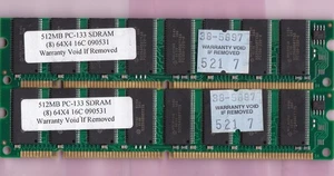 1GB 2x512MB PC133 HITACHI 64Mx4 16PC PC-133 SDRAM Single Rank Desktop Memory Kit - Picture 1 of 2