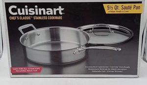 Cuisinart Edelstahl 5,5 Quart Bratpfanne mit Deckel Helfer Griff 733-30H - Bild 1 von 16