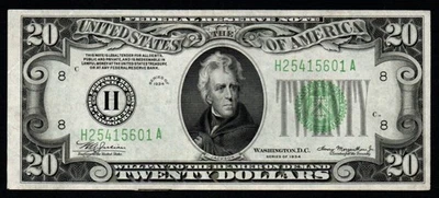 NEAR PERFECT AU+ BETTER ST. LOUIS 1934 $20 Federal Reserve Note! - Image 1 of 2