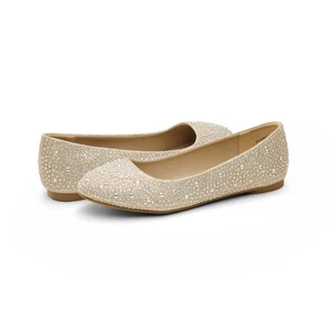 Zapatos planos brillantes de ballet con estrás - Imagen 1 de 6