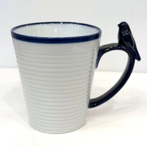 Fitz & Floyd Everyday White Coffee Mug Cup Cobalt Blue Bird Handle Porcelain NEW - Picture 1 of 3