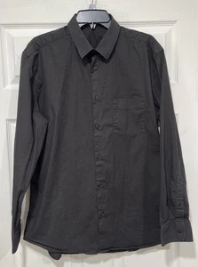 VERSACE Button Up Dress Shirt Men’s 44/Large Black Slim Fit Workwear Classic - Picture 1 of 6