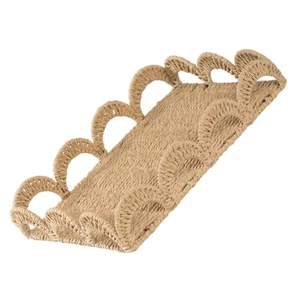 Scalloped Edge Basket Hand Woven Storage Baskets Desktop Organizer Container - Picture 1 of 12