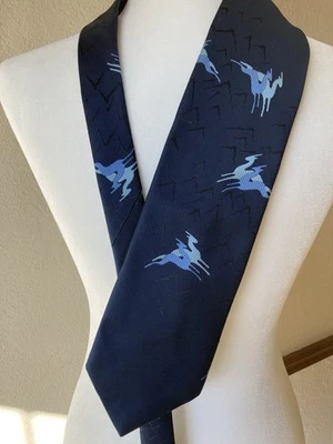 Corbata ancha vintage para hombre años 70 azul antílope estampado novedad S&Q Clothiers de Damon Foto 1 de 4