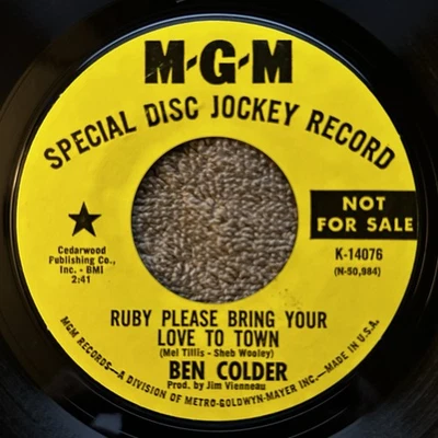 Ben Colder - Ruby Please Bring Your Love To Town 1969 MGM Records 45 rpm K 14076 Foto 1 de 4