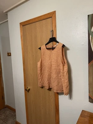 Blusa regata Eileen Fisher tamanho 2X gola redonda 100% linho orgânico sem mangas - Imagem 1 de 4