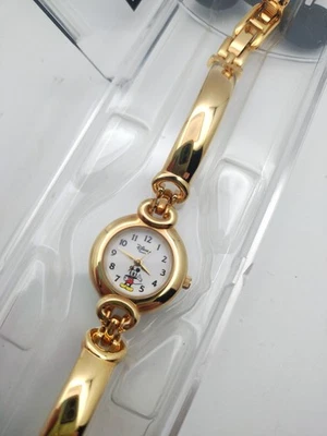 Disney Timeworks Watch Mickey Mouse Gold Tone Bracelet Band Vintage New - Image 1 of 4