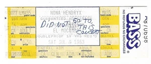 Nona Hendryx 7/9/83 Toronto Ontario Canada El Mocambo Ticket! - Picture 1 of 1