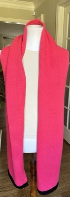 NEW Kate Spade Fine Gauge Jersey Knit Muffler Scarf Pink Swirl/Black Wool Blend - Image 1 of 4