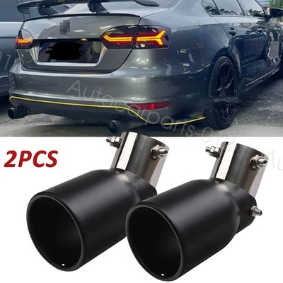 2PCS For Volkswagen Jetta Car Exhaust Pipe Tip Rear Tail Throat Muffler Black Foto 1 de 4