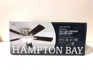 Hampton Bay Hawkins III 44 in. Indoor Brushed Nickel Flush Mount Ceiling Fan New - Picture 1 of 3