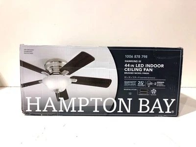 Hampton Bay Hawkins III 44 in. Indoor Brushed Nickel Flush Mount Ceiling Fan New - Image 1 of 3
