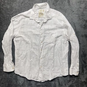 Tasso Elba Shirt Mens Large White Linen Blend Button Up Long Sleeve Beach - Picture 1 of 9