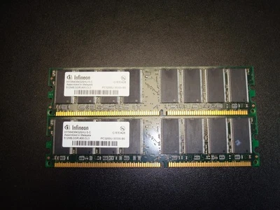 Infineon PC-3200 512MB  DIMM 400 MHz DDR SDRAM Memory HYS64D64320HU-5-C - Image 1 of 3