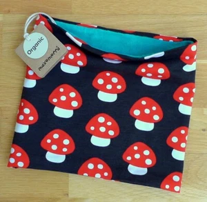 Maxomorra Velour Lined Organic Cotton Mushrooms Scarf Tube Snood Scandi 2 Years - Picture 1 of 1