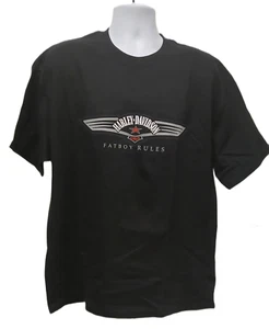 Harley Davidson fatboy rules tank beefy black men's shirt short sleeve New - Picture 1 of 2