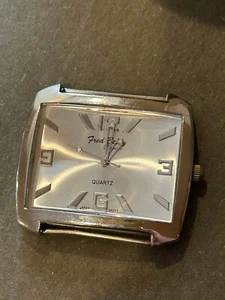 Fred Belay Wide Silver Tone  Quartz Watch - Fresh Battery Need Band - Picture 1 of 6