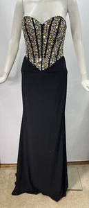 Camille La Vie Ornate Crystal Embellished Dress Gown Strapless Draped Back Sz 2 - Picture 1 of 21