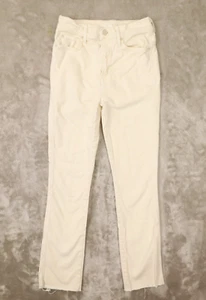 MOTHER Denim Ivory Chalk It Up High Waisted Rascal Ankle Fray Jeans size 25 - Picture 1 of 13