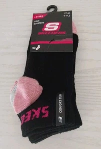 Skechers Comfort Cuff Girls Quarters 3 Pairs Size 9-11 - Picture 1 of 3