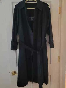 VTG Burberrys Trench Coat Nova Check Lined Black Made In England Ladies - Picture 1 of 7