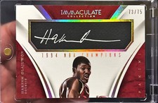 2014-15 Immaculate Collection Hakeem Olajuwon 1994 NBA Champions Holo Auto /75