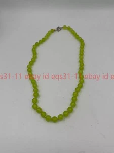 Natural Green Peridot Gemstone Round Beaded Necklace 8mm 16-28 Inch - Picture 1 of 12