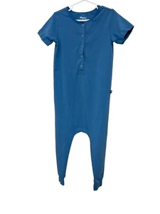 Rags Unisex Youth One Piece Jumpsuit Size 5/6 Stretch Blue Short Rolled Sleeve - Picture 1 of 3