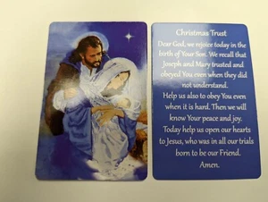 CHRISTMAS TRUST w/ Holy Family (Lot of 2) Laminated catholic prayer cards - Picture 1 of 1
