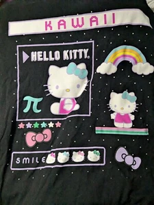 Hello Kitty and Friends Sanrio Kawaii T Shirt Black and Pink Size Large - Picture 1 of 2