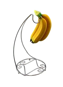 Kitchen Banana Tree Holder Tree Rack Metal Silver Finish Counter Top - Picture 1 of 5