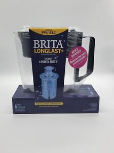 BRITA LONGLAST 6 CUP PITCHER 6 MONTH FILTER REMOVES 99% OF LEAD BLACK