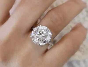 4.55 Ct Certified Round Cut White Natural Diamond 925 Silver Engagement Ring - Picture 1 of 8