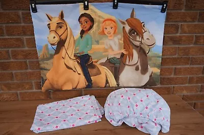 BEDDING Dreamworks Spirit Twin Bed Sheet Pillowcase Set Horse Pink Riding Free - Image 1 of 4