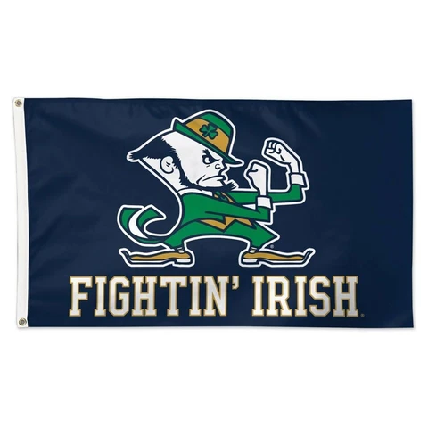 Notre Dame Figthen' Irish Leprechaun Mascot 3'X5' Deluxe Flag USA MADE! FREE SHI Cover