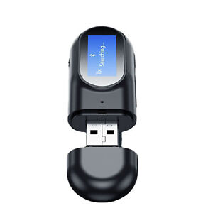 Bluetooth 5.0 USB Transmitter Receiver Hands-Free 3.5MM AUX Audio LCD Adapter
