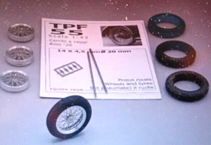 RÄDER 1/43 SPEICHEN 1920er Jahre GLEICH ZWEIFLÜGELIG 14x4,5mm Durchmesser 20mm TRON TPF55 - Bild 1 von 1