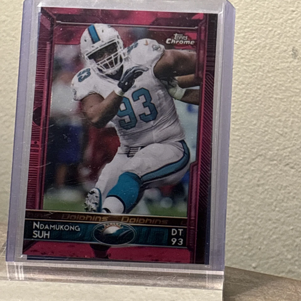 🔥2015 Topps Chrome BCA Pink Refractor /399 Ndamukong Suh #22 MINT CONDITION - Image 1 of 3